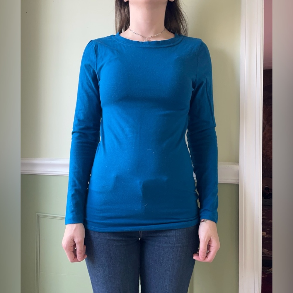 Mandee Y2K blue long sleeve top